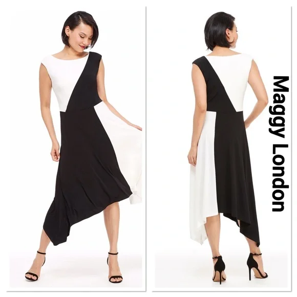 zara long asymmetric polyamide dress Noelia Midi A-Line Dress
